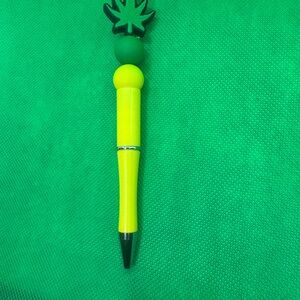 Bright Yellow and Green Leaf Accent Office Pen